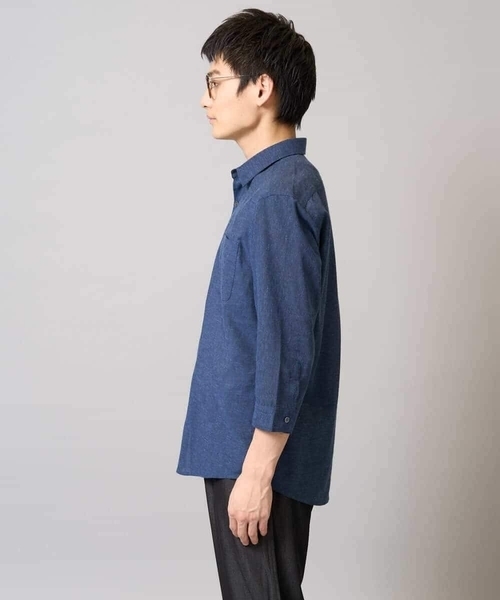 a.v.v（アーヴェヴェ）の「【累計1.3万枚販売/接触冷感/イージーケア】リネン混7分袖シャツ【洗える/ストレッチ/速乾】（シャツ/ブラウス・メンズ・ブルー/ピンク/ライラック/ネイビー・44/46/48/50/52）」の21枚目の写真