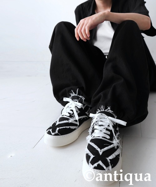 antiqua（アンティカ）の「ダメージデザインスニーカー（スニーカー・レディース・ブラック/ホワイト・S/L/M）」の9枚目の写真