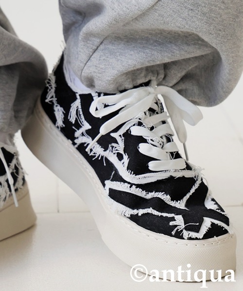 antiqua（アンティカ）の「ダメージデザインスニーカー（スニーカー・レディース・ブラック/ホワイト・S/L/M）」の15枚目の写真