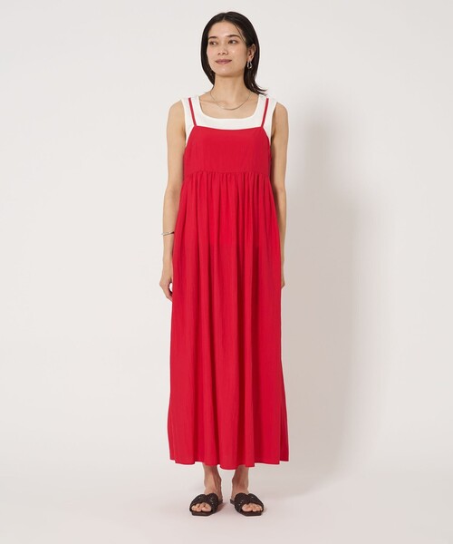 green label relaxing（グリーンレーベルリラクシング）の「［size SHORT/TALLあり］ベア キャミソール ワンピース -撥水-（ワンピース・レディース・ブラック/レッド・FREE/SHORT/TALL）」の18枚目の写真