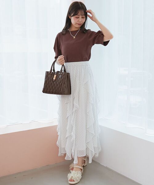 MAJESTIC LEGON（マジェスティックレゴン）の「タックスリーブトップス（Tシャツ/カットソー・レディース・ブラック/ブルー/アイボリー/ライトグリーン/ブラック系その他/ピンク/オフホワイト/ネイビー/イエロー/チャコールグレー/ボルドー/ブラウン/ラベンダー/グレイッシュベージュ・MEDIUM）」の16枚目の写真