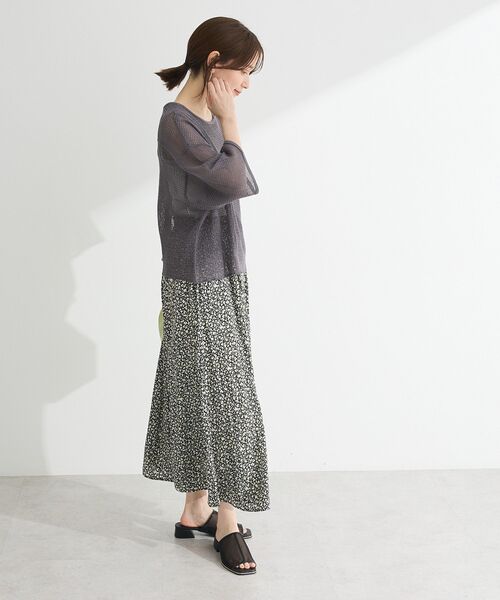 Green Parks(グリーンパークス)の「七分袖コットンメッシュラグラントップス(Tシャツ/カットソー・レディース・オレンジ/カーキ/オフホワイト/グレー・FREE)」の6枚目の写真