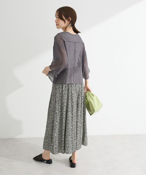 Green Parks(グリーンパークス)の「七分袖コットンメッシュラグラントップス(Tシャツ/カットソー・レディース・オレンジ/カーキ/オフホワイト/グレー・FREE)」の7枚目の写真