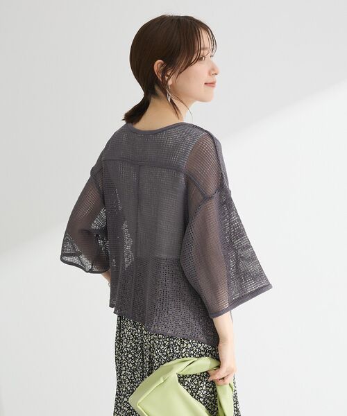 Green Parks(グリーンパークス)の「七分袖コットンメッシュラグラントップス(Tシャツ/カットソー・レディース・オレンジ/カーキ/オフホワイト/グレー・FREE)」の9枚目の写真