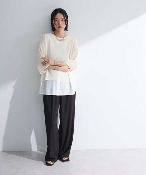 Green Parks(グリーンパークス)の「七分袖コットンメッシュラグラントップス(Tシャツ/カットソー・レディース・オレンジ/カーキ/オフホワイト/グレー・FREE)」の10枚目の写真