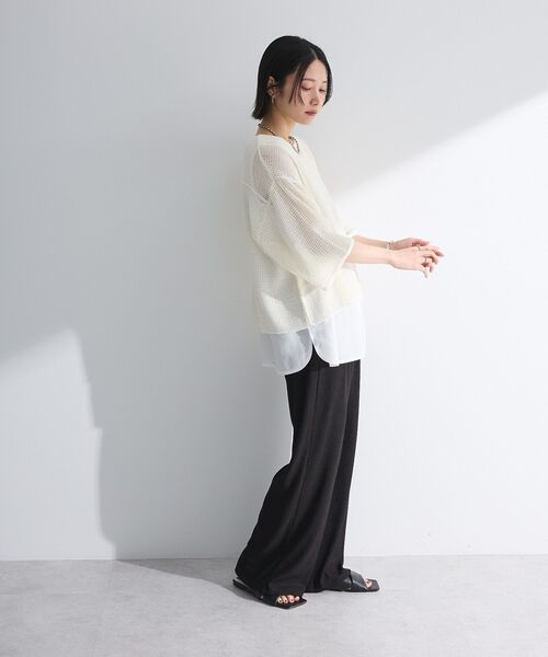 Green Parks(グリーンパークス)の「七分袖コットンメッシュラグラントップス(Tシャツ/カットソー・レディース・オレンジ/カーキ/オフホワイト/グレー・FREE)」の12枚目の写真