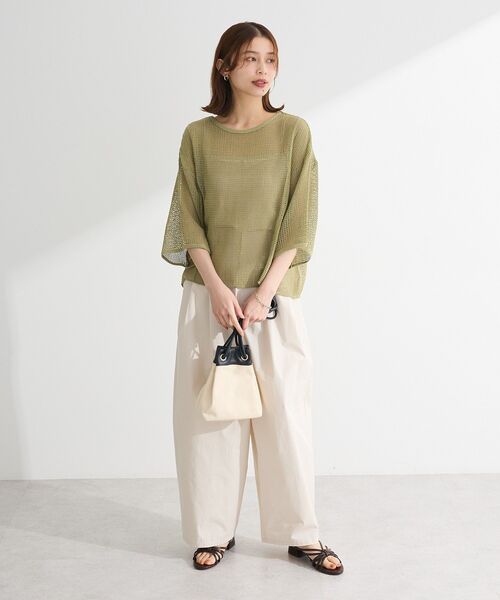 Green Parks(グリーンパークス)の「七分袖コットンメッシュラグラントップス(Tシャツ/カットソー・レディース・オレンジ/カーキ/オフホワイト/グレー・FREE)」の16枚目の写真