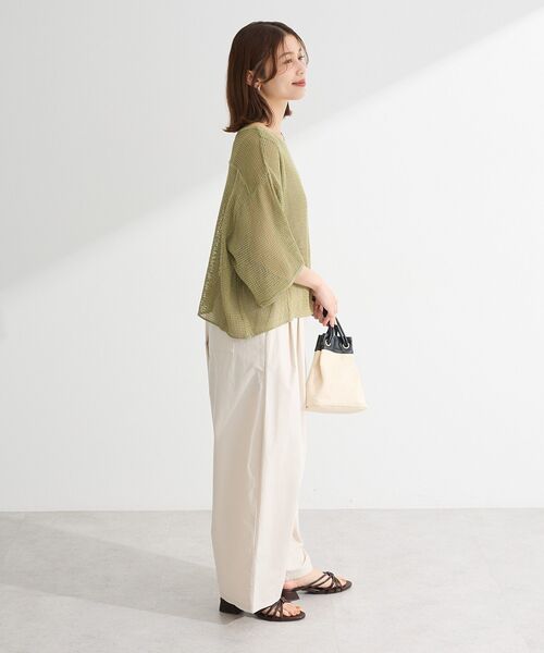 Green Parks(グリーンパークス)の「七分袖コットンメッシュラグラントップス(Tシャツ/カットソー・レディース・オレンジ/カーキ/オフホワイト/グレー・FREE)」の18枚目の写真