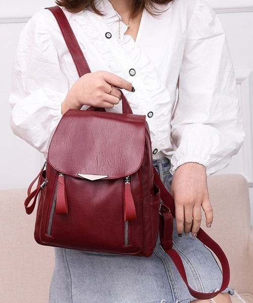 shoppinggo(ショッピングゴー)の「リュックサック バック(バックパック/リュック・レディース・ブラック/ワインレッド・FREE)」の1枚目の写真