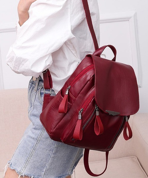 shoppinggo(ショッピングゴー)の「リュックサック バック(バックパック/リュック・レディース・ブラック/ワインレッド・FREE)」の15枚目の写真