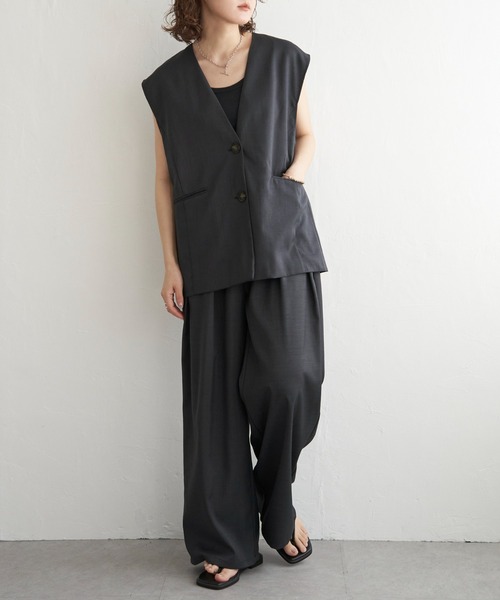 notch.（ノッチ）の「【セットアップ対応】set upヘザーエステルツイルタックパンツ（その他パンツ・レディース・チャコール/ブラック・M）」の15枚目の写真
