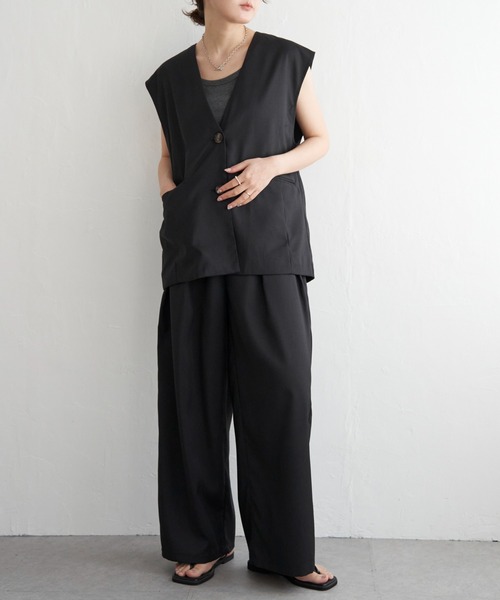 notch.（ノッチ）の「【セットアップ対応】set upヘザーエステルツイルタックパンツ（その他パンツ・レディース・チャコール/ブラック・M）」の11枚目の写真