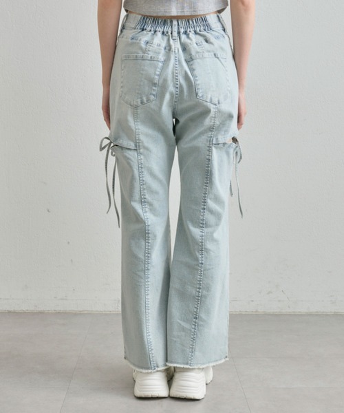 OLIVE des OLIVE（オリーブデオリーブ）の「【S/M/Lサイズ展開/美脚効果】サイドスリットストレッチデニムパンツ（デニムパンツ・レディース・ブラック/サックスブルー/ブルー・SMALL/MEDIUM/LARGE）」の9枚目の写真