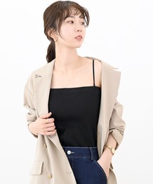 テレコリブカップ付ベアキャミソール