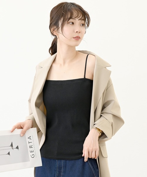 Aletta vita(アレッタビータ)の「テレコリブカップ付ベアキャミソール(キャミソール・レディース・グレー/オフホワイト/ブラック/ダークブラウン・M/L)」の7枚目の写真