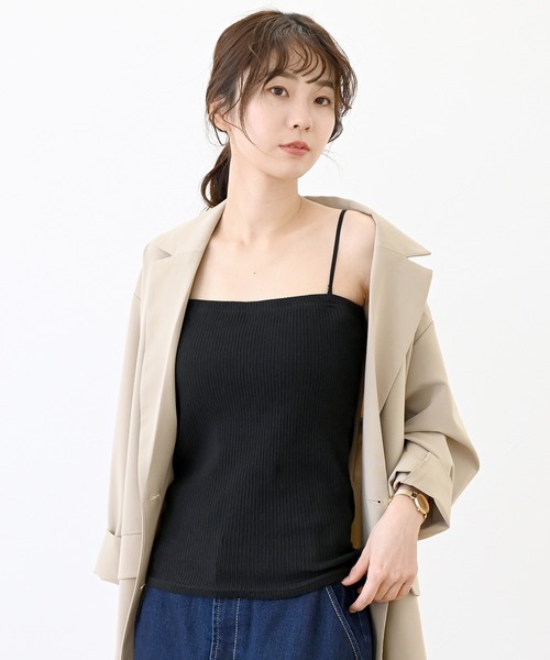 Aletta vita(アレッタビータ)の「テレコリブカップ付ベアキャミソール(キャミソール・レディース・グレー/オフホワイト/ブラック/ダークブラウン・M/L)」の8枚目の写真