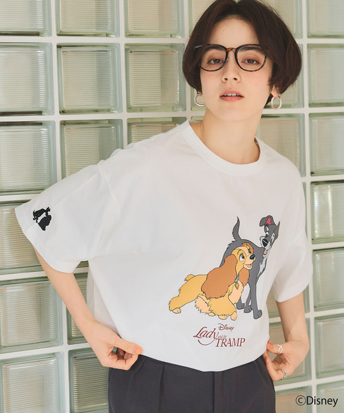 Disney（ディズニー）の「【Disney/ディズニー】わんわん物語レディ＆トランプ半袖プリントTシャツ/LADY and the TRAMP（Tシャツ/カットソー・レディース・グレー/オフホワイト・M/L/LL）」の18枚目の写真