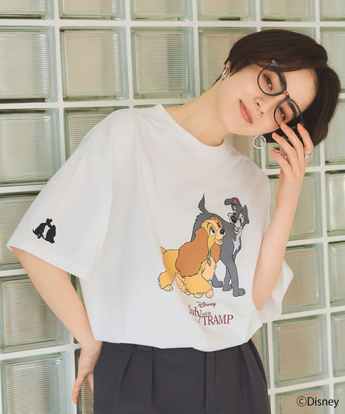 Disney（ディズニー）の「【Disney/ディズニー】わんわん物語レディ＆トランプ半袖プリントTシャツ/LADY and the TRAMP（Tシャツ/カットソー・レディース・グレー/オフホワイト・M/L/LL）」の16枚目の写真