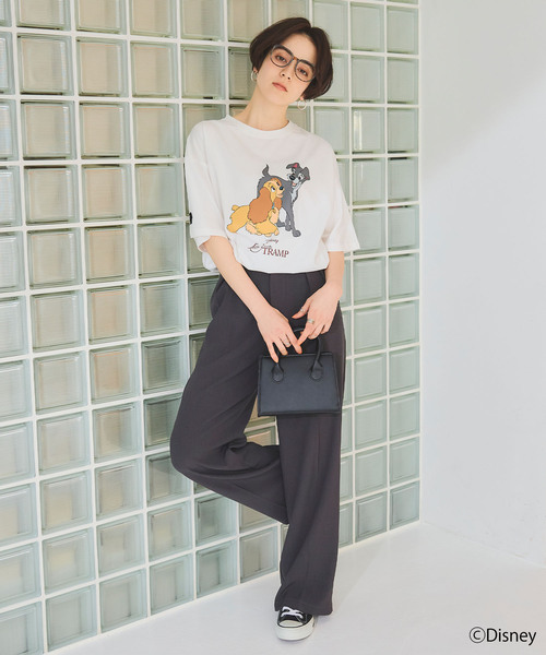 Disney（ディズニー）の「【Disney/ディズニー】わんわん物語レディ＆トランプ半袖プリントTシャツ/LADY and the TRAMP（Tシャツ/カットソー・レディース・グレー/オフホワイト・M/L/LL）」の13枚目の写真