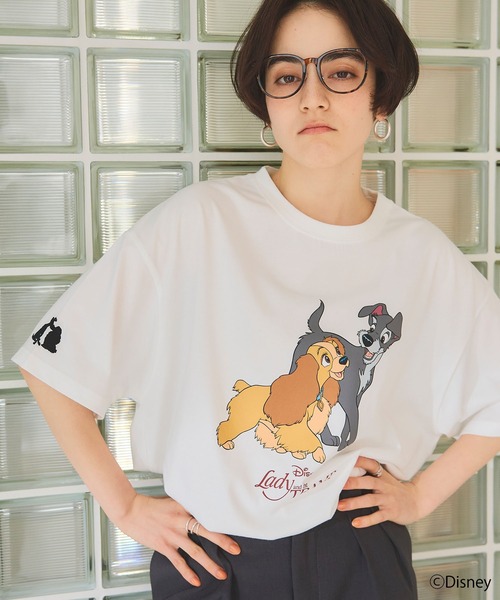 90s わんわん物語 刺繍 シャツ レディ トランプ Disney tシャツ わんわん物語 レディー＆トランプ / サガラ刺繍T