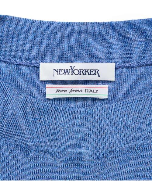 NEWYORKER(ニューヨーカー)の「ヴィスコースポリエステル ビルドネック5分袖プルオーバー(ニット/セーター・レディース・サックスブルー/アイボリー/ベージュ・M/L)」の8枚目の写真