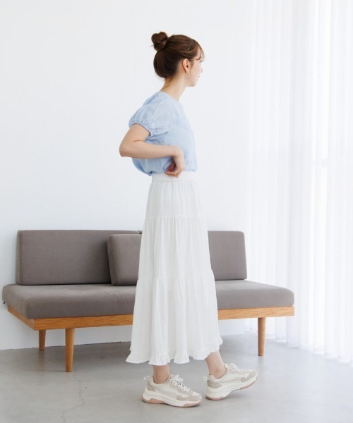 flower（フラワー）の「レースパフブラウス（シャツ/ブラウス・レディース・アイボリー/ブルー・FREE）」の6枚目の写真