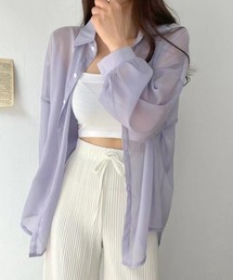 ボリューム袖が華やぐ透け感シアーシャツ レイヤードも楽しめる夏服イージーケア軽やかトップス