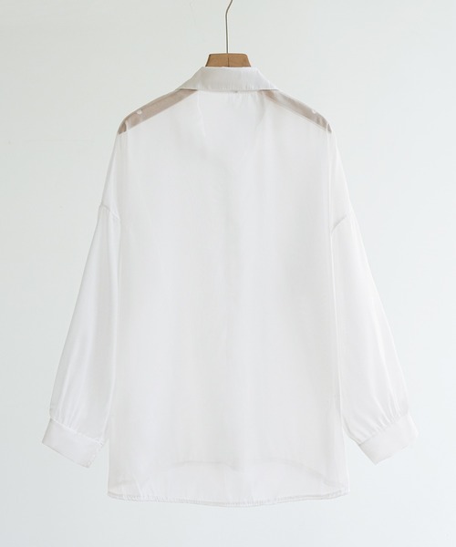 maison de LATIR(メゾンドラティール)の「ボリューム袖が華やぐ透け感シアーシャツ レイヤードも楽しめる夏服イージーケア軽やかトップス(シャツ/ブラウス・レディース・ホワイト/ブラック/グレー/パープル/オレンジ/ブルー/ライトパープル/ピンク系その他・ONESIZE)」の22枚目の写真
