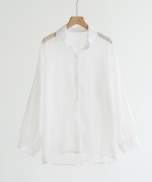 maison de LATIR(メゾンドラティール)の「ボリューム袖が華やぐ透け感シアーシャツ レイヤードも楽しめる夏服イージーケア軽やかトップス(シャツ/ブラウス・レディース・ホワイト/ブラック/グレー/パープル/オレンジ/ブルー/ライトパープル/ピンク系その他・ONESIZE)」の21枚目の写真
