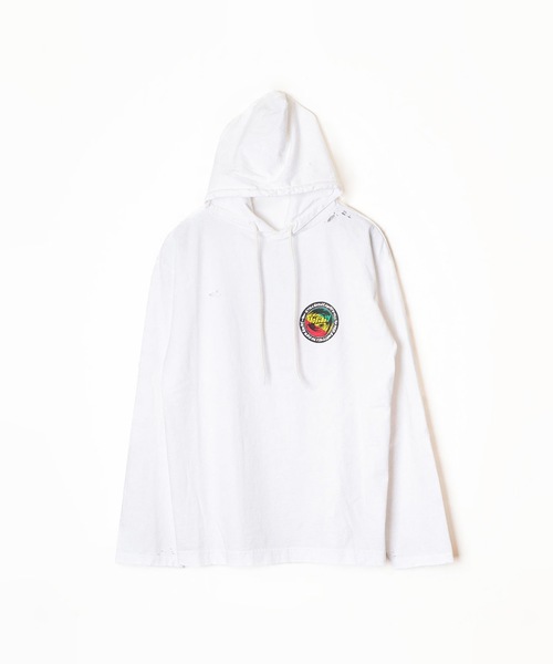 HOLIDAY（ホリデイ）の「SUPER FINE DRY DAMAGE L/S HOODIE (RASTER CIRCLE) スーパーファインドライダメージロングスリーブフーディー (ラスタサークル)（パーカー・レディース・ブラック/シルバーグレー/ホワイト・ONE SIZE）」の2枚目の写真