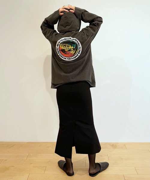 HOLIDAY（ホリデイ）の「SUPER FINE DRY DAMAGE L/S HOODIE (RASTER CIRCLE) スーパーファインドライダメージロングスリーブフーディー (ラスタサークル)（パーカー・レディース・ブラック/シルバーグレー/ホワイト・ONE SIZE）」の8枚目の写真