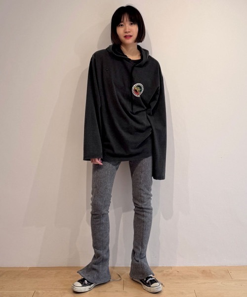 HOLIDAY（ホリデイ）の「SUPER FINE DRY DAMAGE L/S HOODIE (RASTER CIRCLE) スーパーファインドライダメージロングスリーブフーディー (ラスタサークル)（パーカー・レディース・ブラック/シルバーグレー/ホワイト・ONE SIZE）」の4枚目の写真