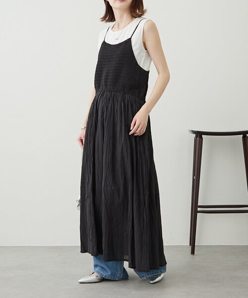 WILLOW（ウィロー）の「【willow】クロシェ切替キャミワンピース（ワンピース・レディース・ブラック/ブラウン・ONE SIZE）」の6枚目の写真