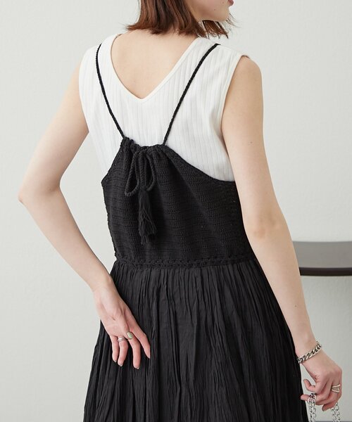 WILLOW（ウィロー）の「【willow】クロシェ切替キャミワンピース（ワンピース・レディース・ブラック/ブラウン・ONE SIZE）」の12枚目の写真