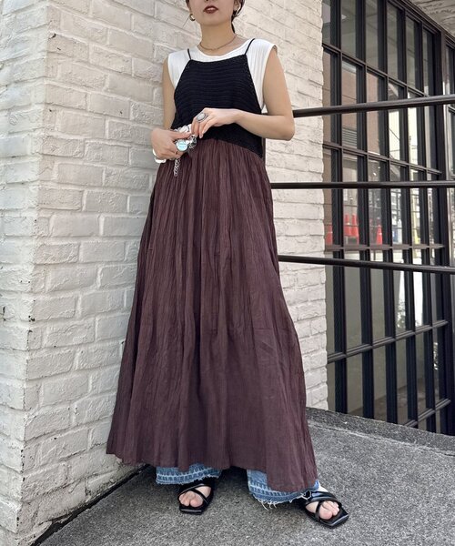 WILLOW（ウィロー）の「【willow】クロシェ切替キャミワンピース（ワンピース・レディース・ブラック/ブラウン・ONE SIZE）」の16枚目の写真