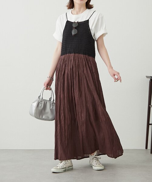 WILLOW（ウィロー）の「【willow】クロシェ切替キャミワンピース（ワンピース・レディース・ブラック/ブラウン・ONE SIZE）」の18枚目の写真
