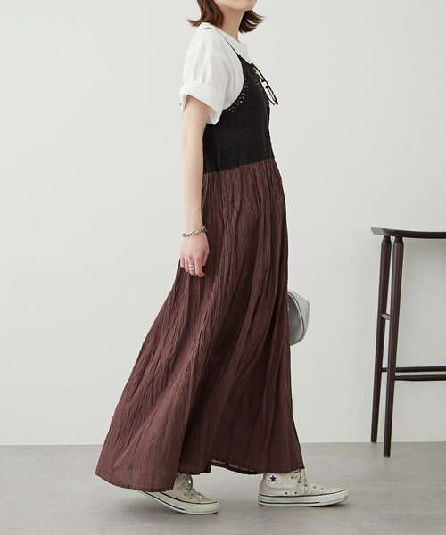 WILLOW（ウィロー）の「【willow】クロシェ切替キャミワンピース（ワンピース・レディース・ブラック/ブラウン・ONE SIZE）」の19枚目の写真