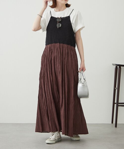 WILLOW（ウィロー）の「【willow】クロシェ切替キャミワンピース（ワンピース・レディース・ブラック/ブラウン・ONE SIZE）」の22枚目の写真