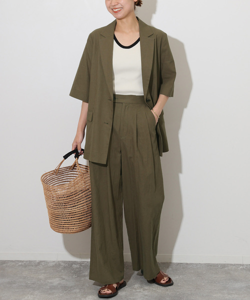 JOURNAL STANDARD リネンハーフスリーブジャケット JOURNAL STANDARD L'ESSAGE｜《追加》リネンハーフスリーブ