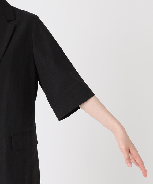 JOURNAL STANDARD relume（ジャーナルスタンダード　レリューム）の「《追加》リネンコットンハーフスリーブジャケット（テーラードジャケット・レディース・ブラック/カーキ・FREE）」の19枚目の写真