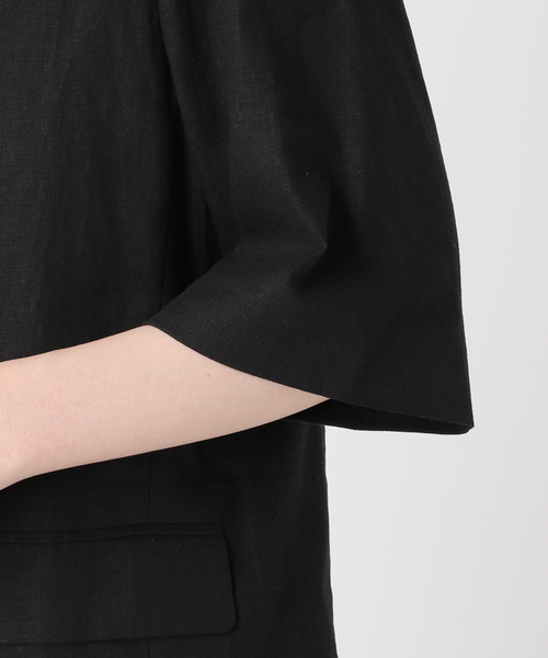 JOURNAL STANDARD relume（ジャーナルスタンダード　レリューム）の「《追加》リネンコットンハーフスリーブジャケット（テーラードジャケット・レディース・ブラック/カーキ・FREE）」の18枚目の写真