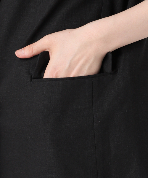 JOURNAL STANDARD relume（ジャーナルスタンダード　レリューム）の「《追加》リネンコットンハーフスリーブジャケット（テーラードジャケット・レディース・ブラック/カーキ・FREE）」の17枚目の写真