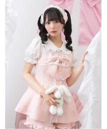 Ank Rouge フロントビジューツイードSET/UPワンピース ピンク Ank Rouge フロントビジューツイードSET/UPワンピース ピンク
