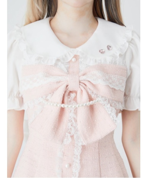 Ank Rouge（アンクルージュ）の「ツイードおリボンセットアップ（ワンピース・レディース・ホワイト/ブラック/ピンク・M）」の14枚目の写真