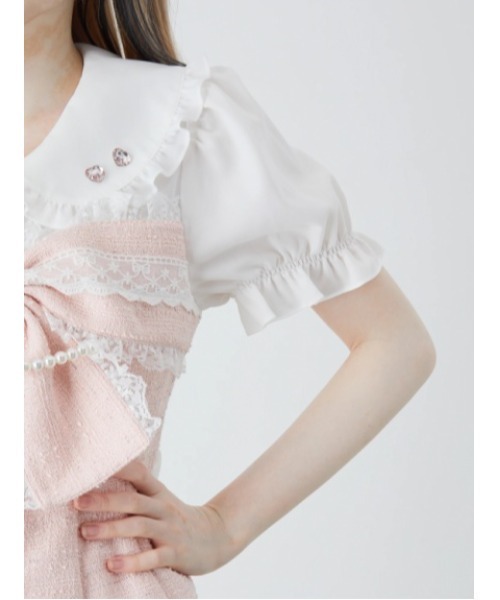 Ank Rouge（アンクルージュ）の「ツイードおリボンセットアップ（ワンピース・レディース・ホワイト/ブラック/ピンク・M）」の13枚目の写真