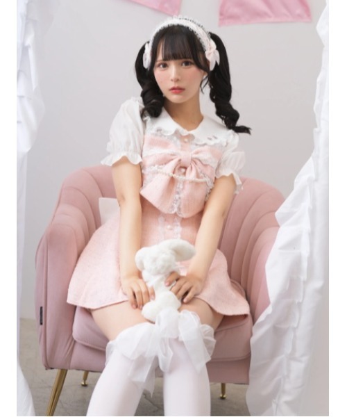 Ank Rouge（アンクルージュ）の「ツイードおリボンセットアップ（ワンピース・レディース・ホワイト/ブラック/ピンク・M）」の11枚目の写真