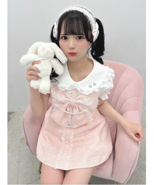 Ank Rouge（アンクルージュ）の「ツイードおリボンセットアップ（ワンピース・レディース・ホワイト/ブラック/ピンク・M）」の8枚目の写真