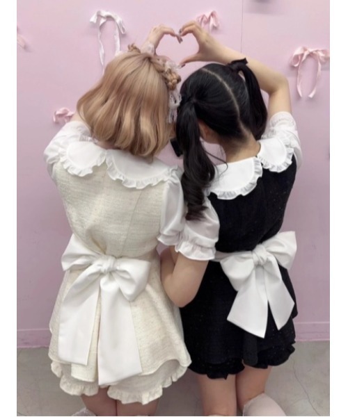 Ank Rouge（アンクルージュ）の「ツイードおリボンセットアップ（ワンピース・レディース・ホワイト/ブラック/ピンク・M）」の5枚目の写真