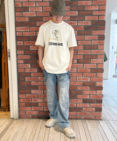 SNOOPY×OLD BETTY'S（スヌーピーカケルオールドベティーズ）の「スヌーピー【SNOOPY】organic cotton T-shirts(FLYING ACE)（Tシャツ/カットソー・レディース・オフホワイト/ブラック/ダークネイビー・L/XL/M）」の6枚目の写真