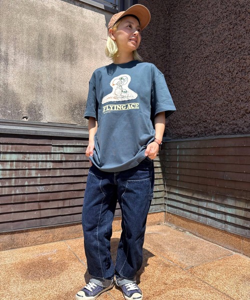 SNOOPY×OLD BETTY'S（スヌーピーカケルオールドベティーズ）の「スヌーピー【SNOOPY】organic cotton T-shirts(FLYING ACE)（Tシャツ/カットソー・レディース・オフホワイト/ブラック/ダークネイビー・L/XL/M）」の7枚目の写真